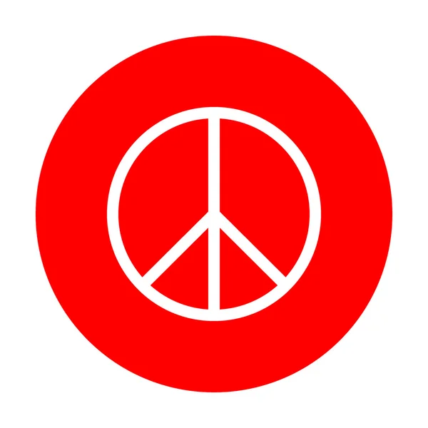 Peace-tecken illustration. Vit ikon på röd cirkel. — Stock vektor