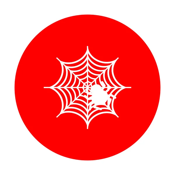 Spider on web illustration Icono blanco en círculo rojo . — Archivo Imágenes Vectoriales