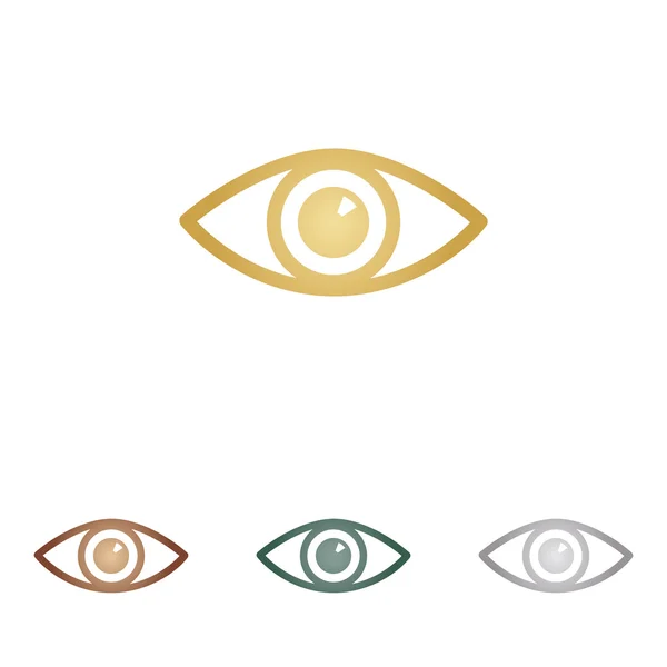 Ilustracja znak oko. Ikony metal na białym tle. — Wektor stockowy
