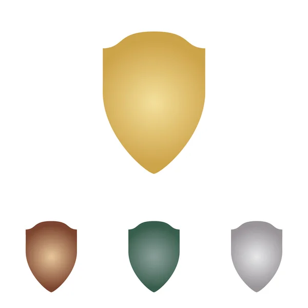 Ilustração do sinal do escudo. Ícones de metal em backgound branco . —  Vetores de Stock