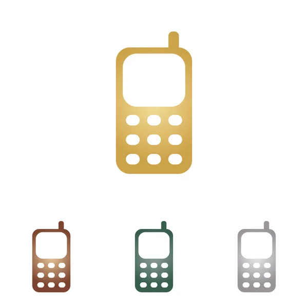 Mobiele telefoon-teken. Metal pictogrammen op witte achtergrondkleur. — Stockvector