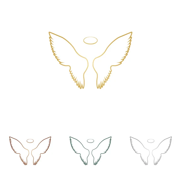 Flügel signalisieren Illustration. Metall-Ikonen auf weißem Grund. — Stockvektor