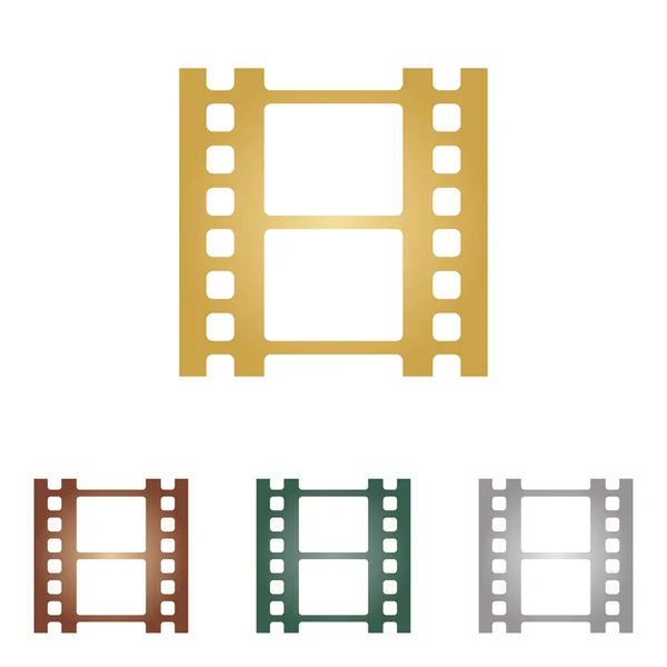 Carrete de señal de película. Iconos de metal sobre fondo blanco . — Vector de stock