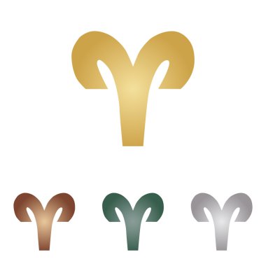 Koç illüstrasyon işareti. Beyaz artalan üzerinde metal simgeleri.