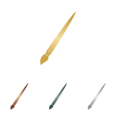 Fırça işareti illüstrasyon. Beyaz artalan üzerinde metal simgeleri.