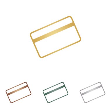 İndir kredi kartı simgesi. Beyaz artalan üzerinde metal simgeleri.