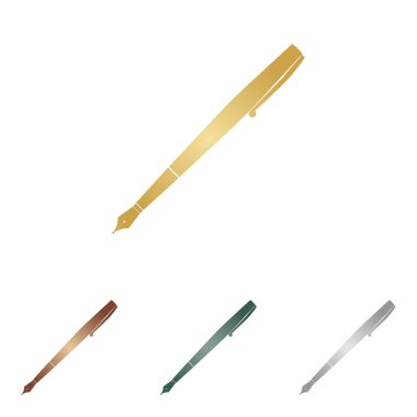 Kalem işareti illüstrasyon. Beyaz artalan üzerinde metal simgeleri.