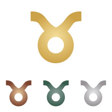 Toros işareti illüstrasyon. Beyaz artalan üzerinde metal simgeleri.