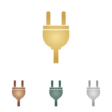 Soket işareti illüstrasyon. Beyaz artalan üzerinde metal simgeleri.