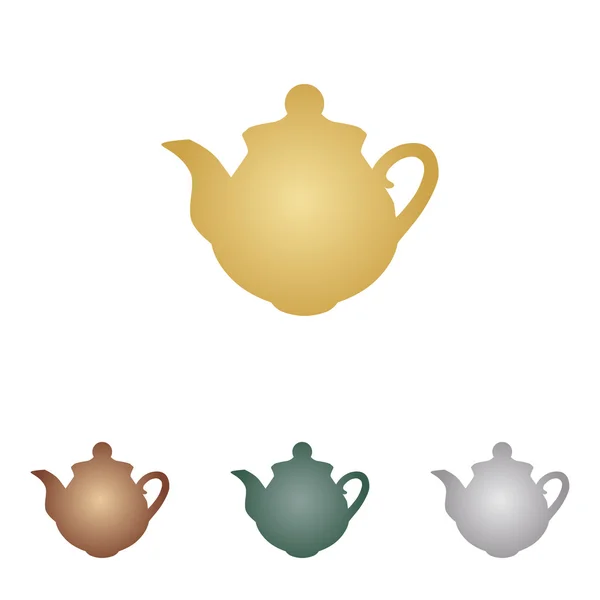 Tea maker tecken. Metall ikoner på vita backgound. — Stock vektor