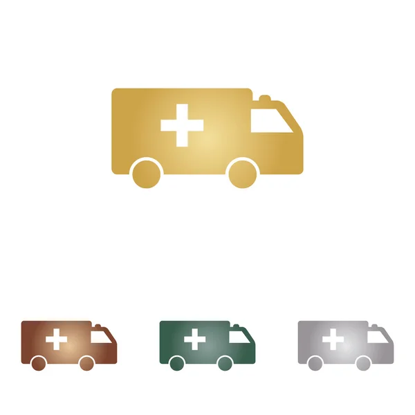 Ambulance sign illustration. Metal icons on white backgound. — Stock Vector