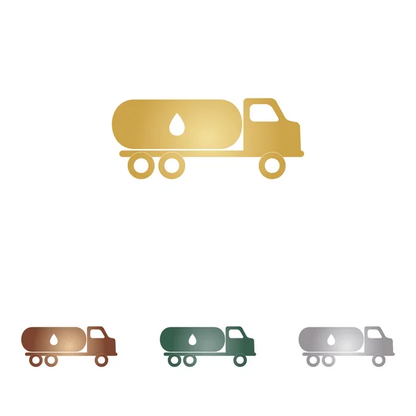 Auto transportiert Ölzeichen. Metall-Ikonen auf weißem Grund. — Stockvektor