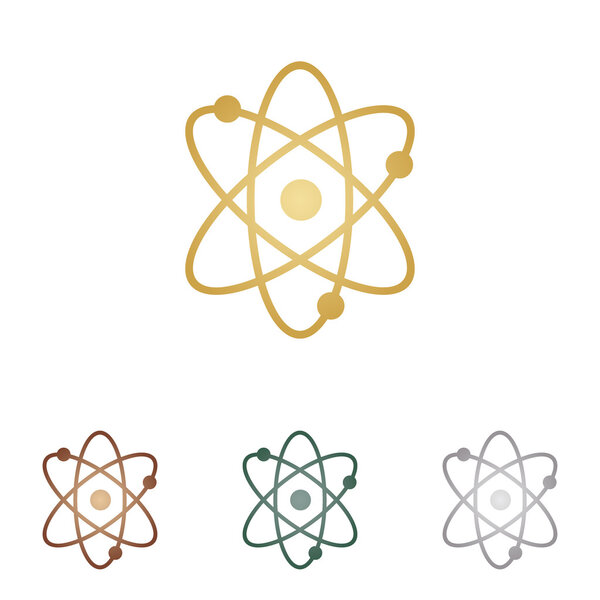 Иллюстрация знака атома. Металлические иконки на белом фоне
.