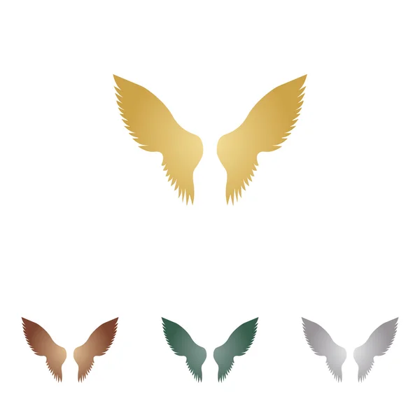 Illustration des ailes. icônes en métal sur fond blanc . — Image vectorielle