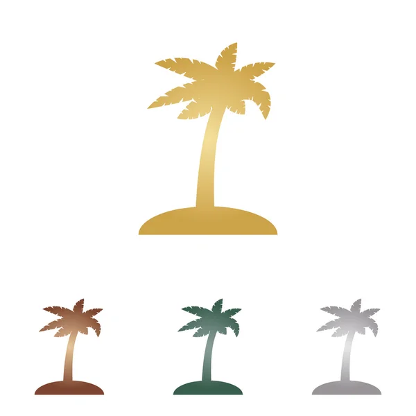Знак кокосовой пальмы. Металлические иконки на белом фоне . — стоковый вектор