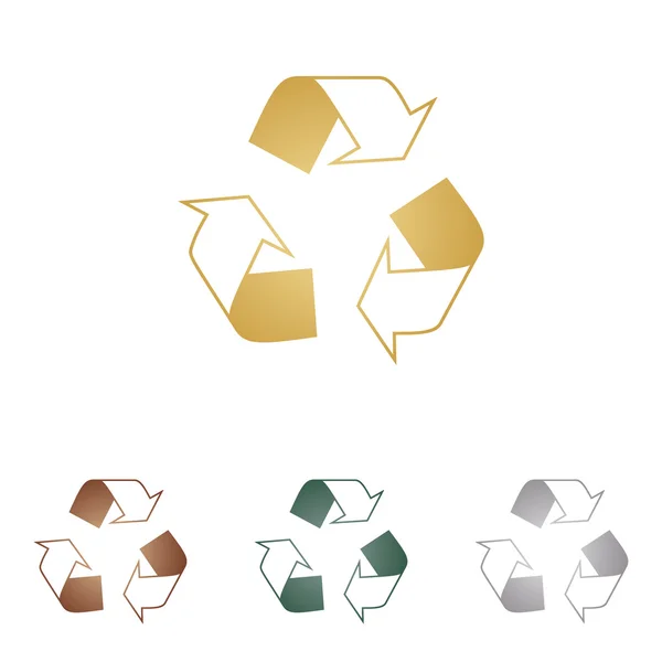 Recycle logo concept. Metal pictogrammen op witte achtergrondkleur. — Stockvector