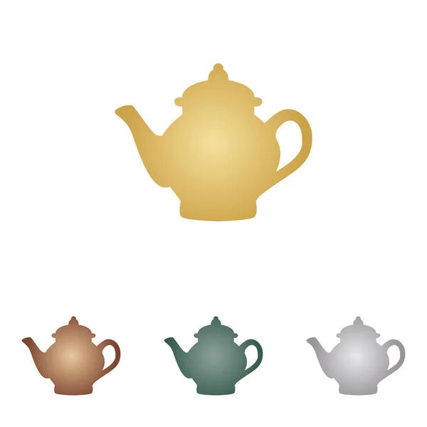 Tea maker tecken. Metall ikoner på vita backgound. — Stock vektor