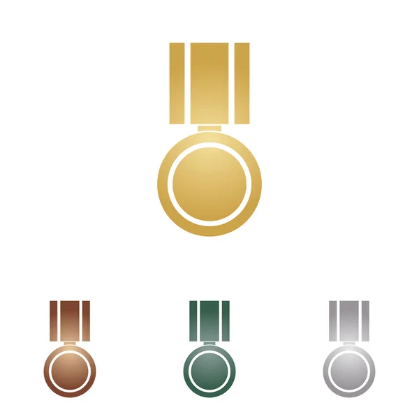 Illustration de signe de médaille. icônes en métal sur fond blanc . — Image vectorielle