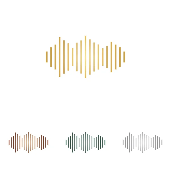 Icône ondes sonores. icônes en métal sur fond blanc . — Image vectorielle
