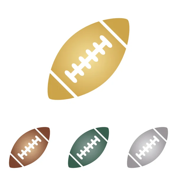 Pelota de fútbol americano simple. Iconos de metal sobre fondo blanco . — Vector de stock