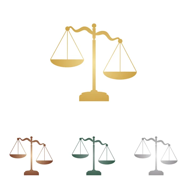 Adalet ölçekler işareti. Beyaz artalan üzerinde metal simgeleri.