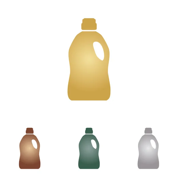 Botella de plástico para limpiar. Iconos de metal sobre fondo blanco . — Archivo Imágenes Vectoriales