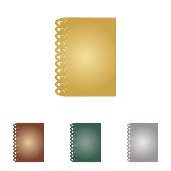 Notebook semplice segno. Icone in metallo su sfondo bianco . — Vettoriale Stock