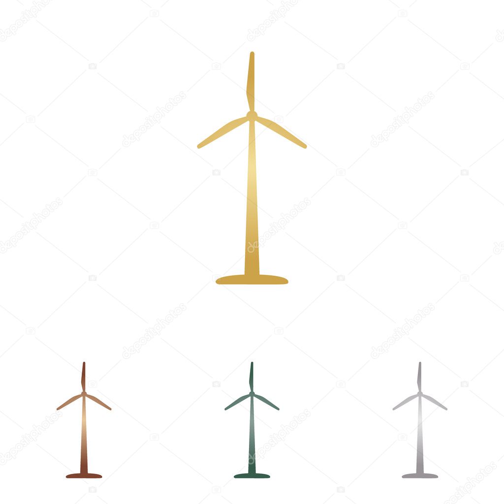 Wind turbine logo or sign. Metal icons on white backgound.