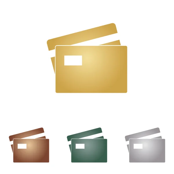 Assinatura do cartão de crédito. Ícones de metal em backgound branco . — Vetor de Stock