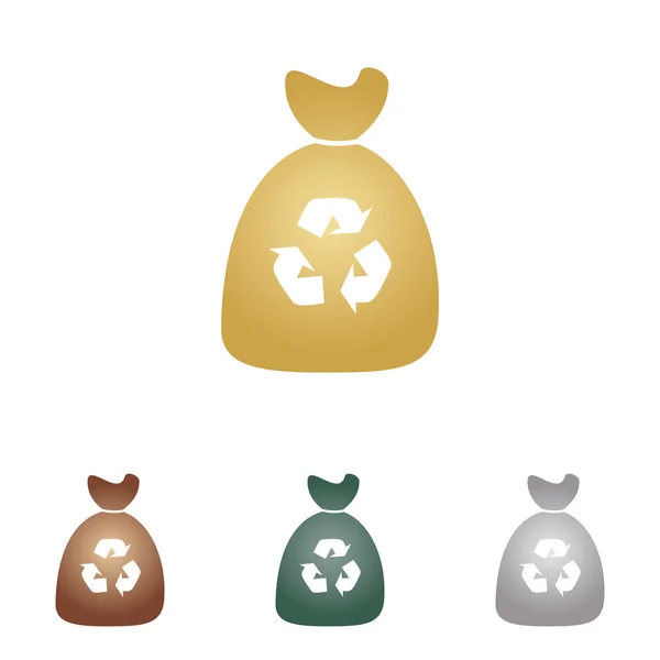 Icona del sacco della spazzatura. Icone in metallo su sfondo bianco . — Vettoriale Stock