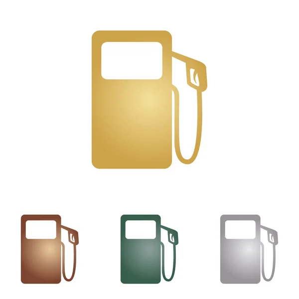 Segnale pompa di benzina. Icone in metallo su sfondo bianco . — Vettoriale Stock