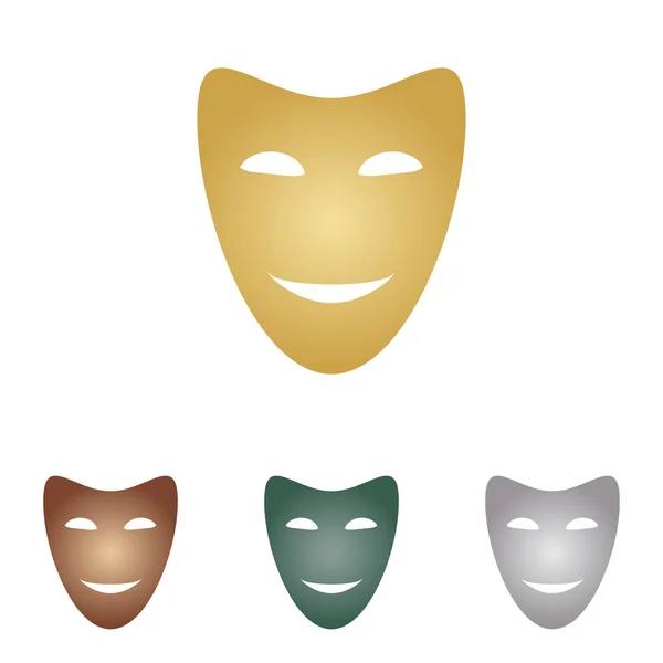 Masques théâtraux comiques. icônes en métal sur fond blanc . — Image vectorielle