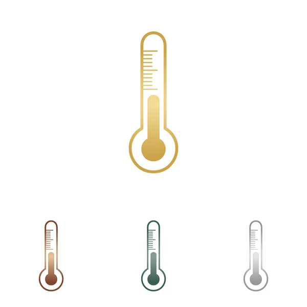 Signe de thermomètre de technologie de diagnostic météorologique. icônes en métal sur fond blanc . — Image vectorielle