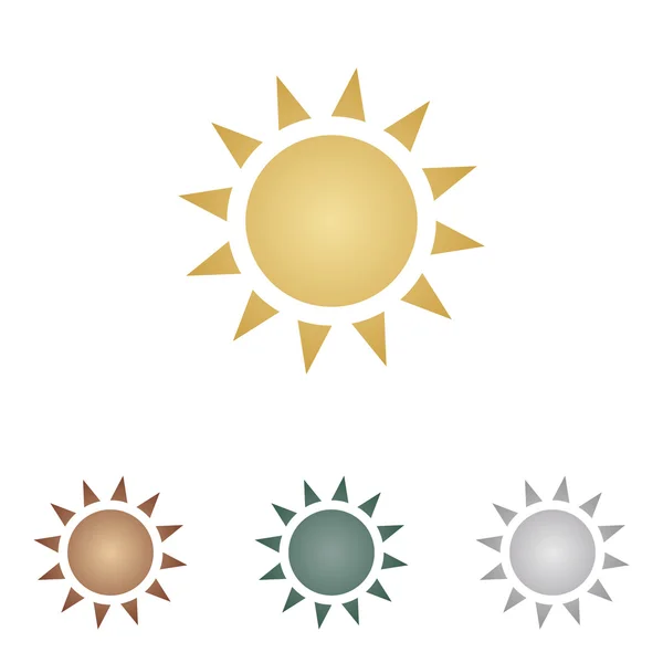 Signo de sol ilustración. Iconos de metal sobre fondo blanco . — Vector de stock