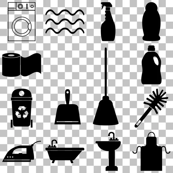 Juego de iconos de servicio de limpieza. Estilo plano Ilustración vectorial — Vector de stock