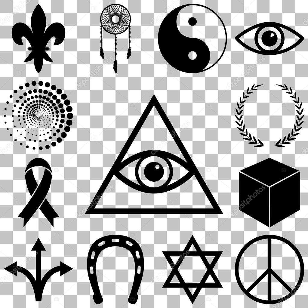 Religion, esoteric and mystery icons set. Vector illustration