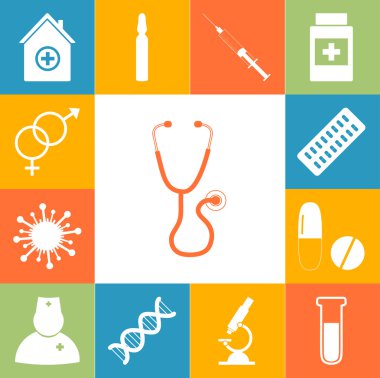 Tıbbi işaretleri Derma ayarlayın. Düz stil vektör çizim