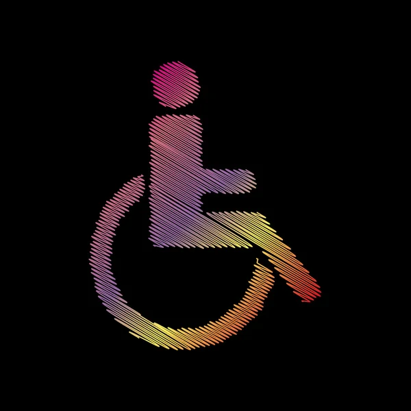 Disabled sign illustration. Coloful chalk effect on black backgound. — Stock Vector