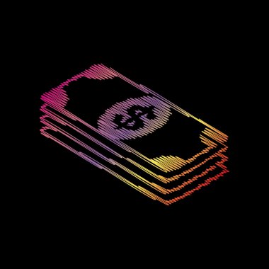 Banknot dolar işareti. Siyah artalan üzerinde coloful tebeşir etkisi.