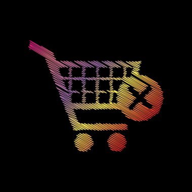Alışveriş sepeti silme işareti ile. Siyah artalan üzerinde coloful tebeşir etkisi.