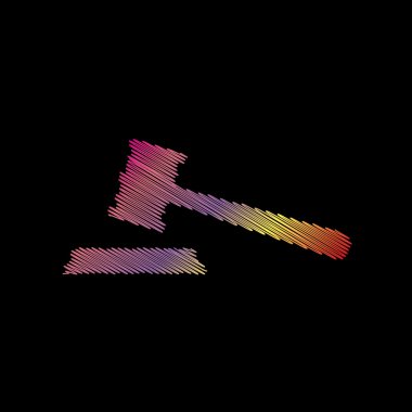 Adalet çekiç işareti. Siyah artalan üzerinde coloful tebeşir etkisi.