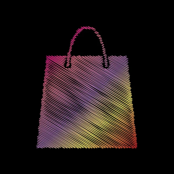 Shopping väska illustration. Coloful krita effekt på svart backgound. — Stock vektor