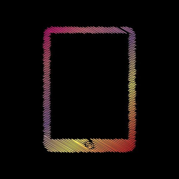 Signo de tableta. Coloful efecto tiza sobre fondo negro . — Vector de stock