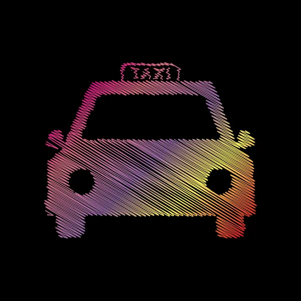 Ilustración de señal de taxi. Coloful efecto tiza sobre fondo negro . — Vector de stock