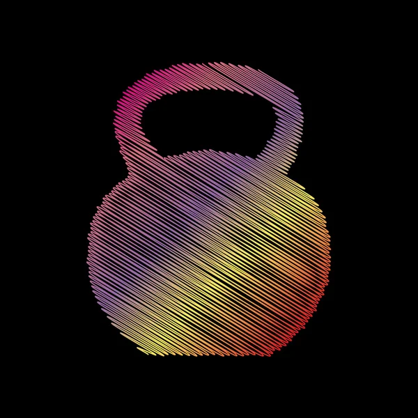 Fitness Dumbbell işareti. Siyah artalan üzerinde coloful tebeşir etkisi.
