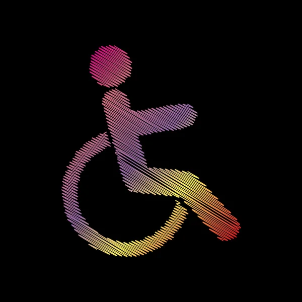 Иллюстрация знака инвалида. Цветной меловой эффект на черном фоне . — стоковый вектор