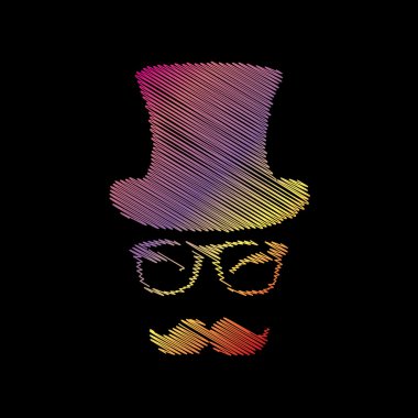 Hipster Aksesuar tasarımı. Siyah artalan üzerinde coloful tebeşir etkisi.