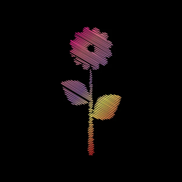 Illustration de signe de fleur. Effet craie colorée sur fond noir . — Image vectorielle