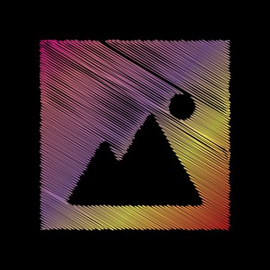 Görüntü illüstrasyon işareti. Siyah artalan üzerinde coloful tebeşir etkisi.