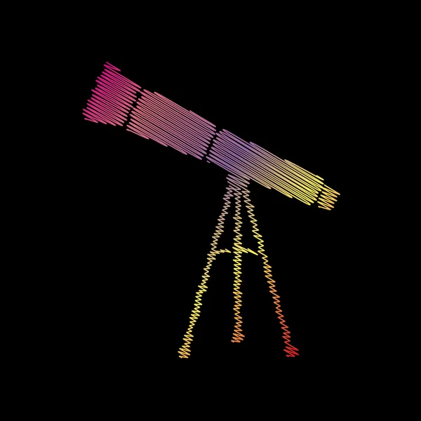 望远镜简单的符号。在黑色背景上的瓦楞粉笔效果. — 图库矢量图片